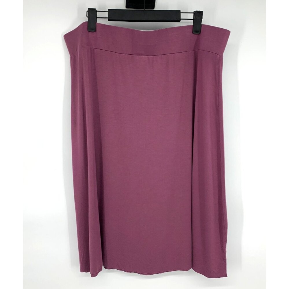 LOGO Layers Lori Goldstein Skirt Pull On Knit Stretch Raw Hem - Picture 6 of 9